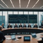 ECB officials reviewing economic forecasts in Frankfurt boardroom meeting