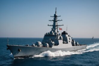 HMS Dragon Royal Navy destroyer sailing Mediterranean waters near Cyprus