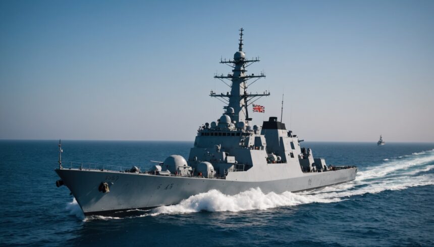 HMS Dragon Royal Navy destroyer sailing Mediterranean waters near Cyprus