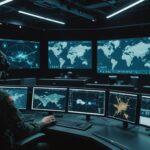 Traditional military command center versus AI-powered battlefield display systems