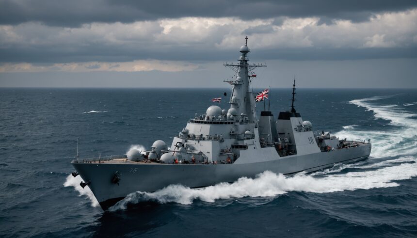 HMS Dragon Type 45 destroyer sailing through Mediterranean waters toward Cyprus